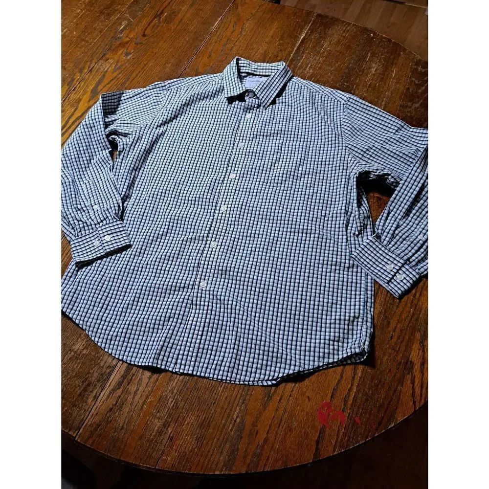 Large Croft & Barrow Easy Care Long Sleeve Button Blue White Casual Dress Shirt